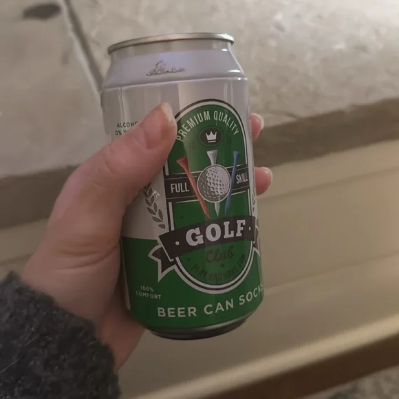 Beer can socks gift green socks with golf balls tees in fake beer can package - Picture 7 of 7